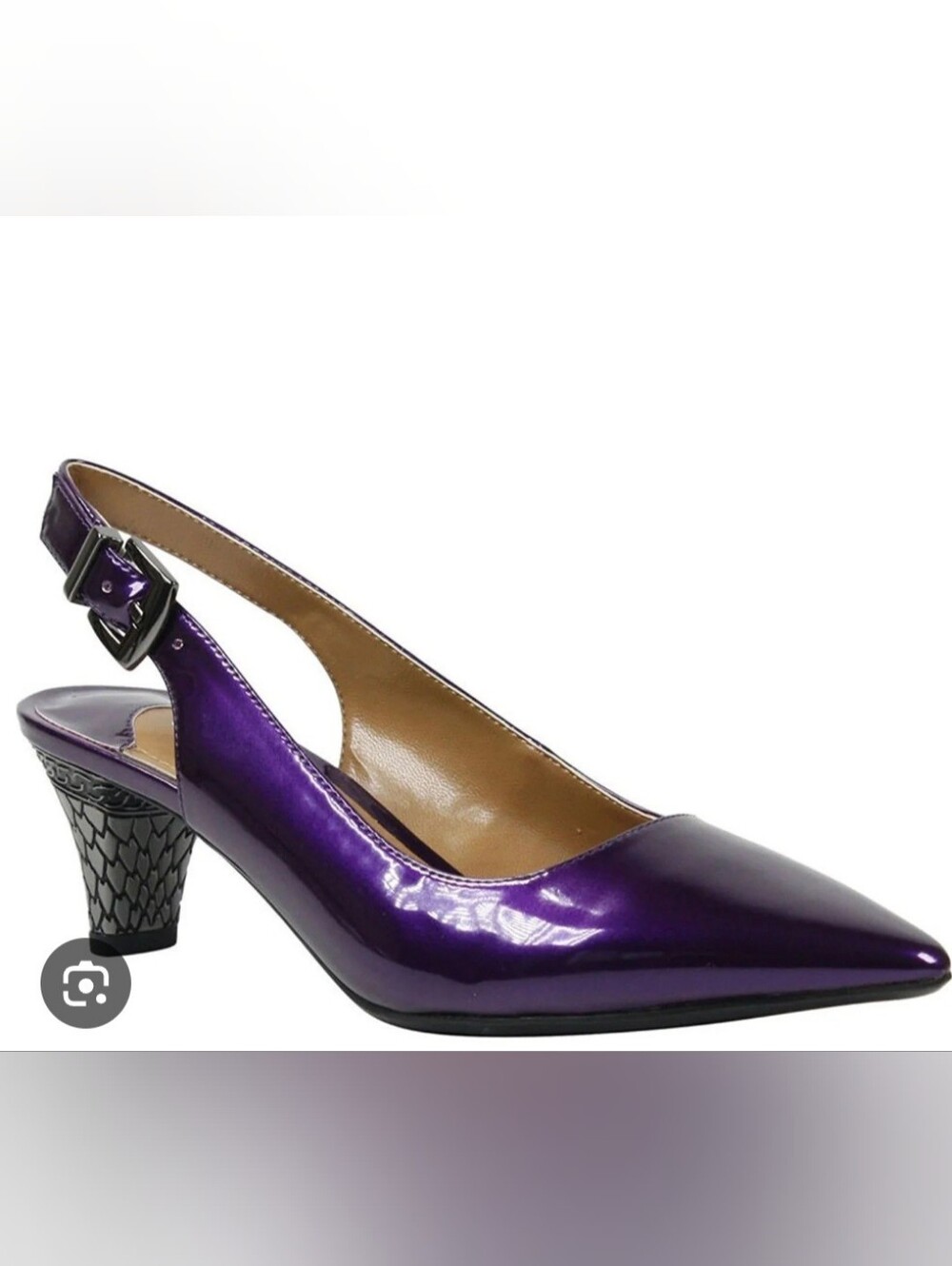 J. Renee Purple Metallic Patent Slingback Heels 11M